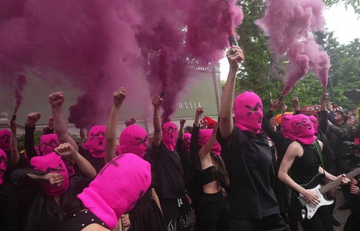 Pussy Riot Storms Venice Biennale 2026 Forcing Russian Pavilion to Shut Down