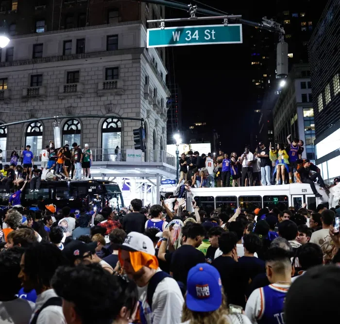Knicks Championship Joy Turns to Chaos Near Madison Square Garden