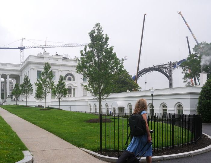 Trump Posts DronePort Images of Planned Ballroom Roof a Day After Court Halts Construction