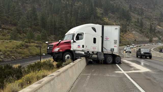 Big Rig Crash on I-80 Near Truckee Leaves Cab Hanging Over Bridge, Driver Critically Hurt